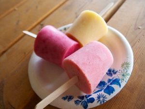 colored yogurt pops